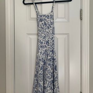 Blue/White floral open back dress